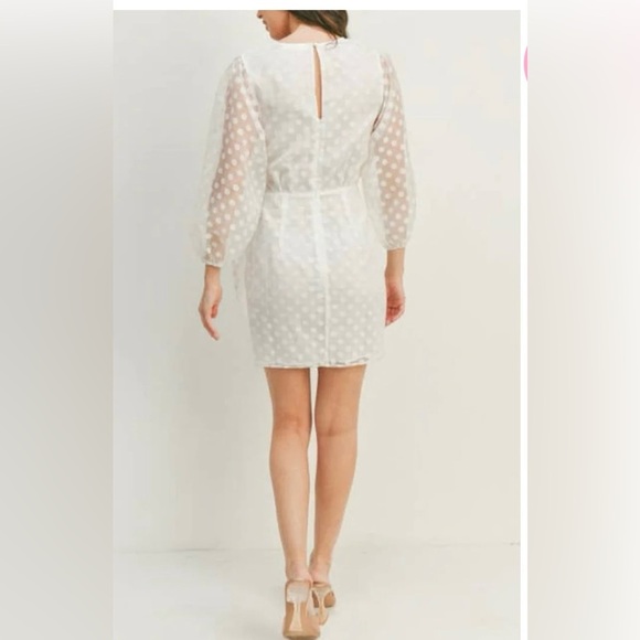 Lush White Polka Dot Mini Dress - Picture 2 of 6
